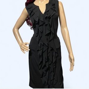 Calvin Klein Black Ruffle Midi Dress